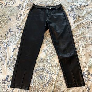 Skinny Leg Leather Pants w/ Belt